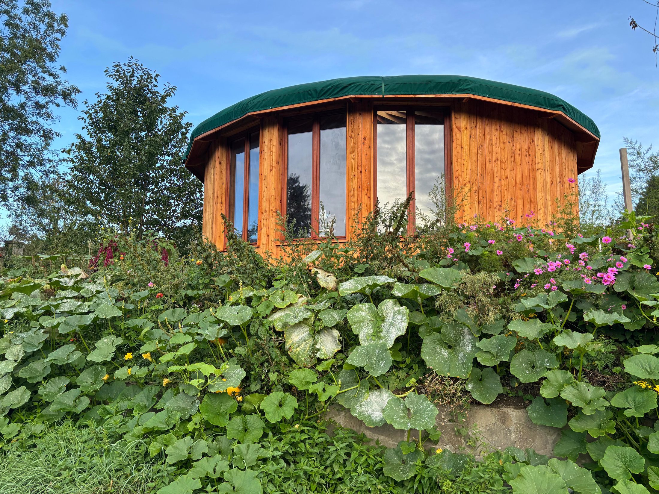 Premashala yurt exterior in the garden